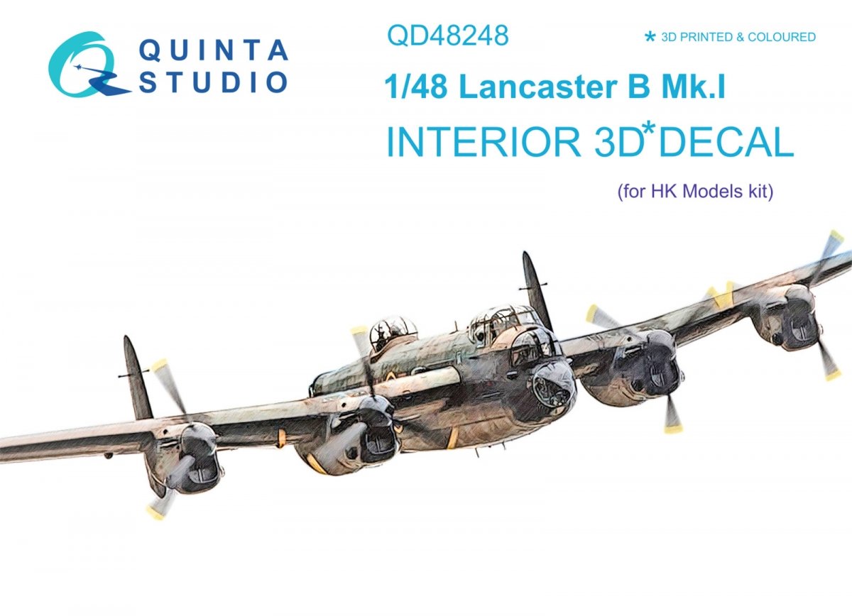 Intérieur imprimé en 3D et coloré sur papier décalcomanie Quinta Studio QD48248 Lancaster B Mk.I (HK Models) 1/48