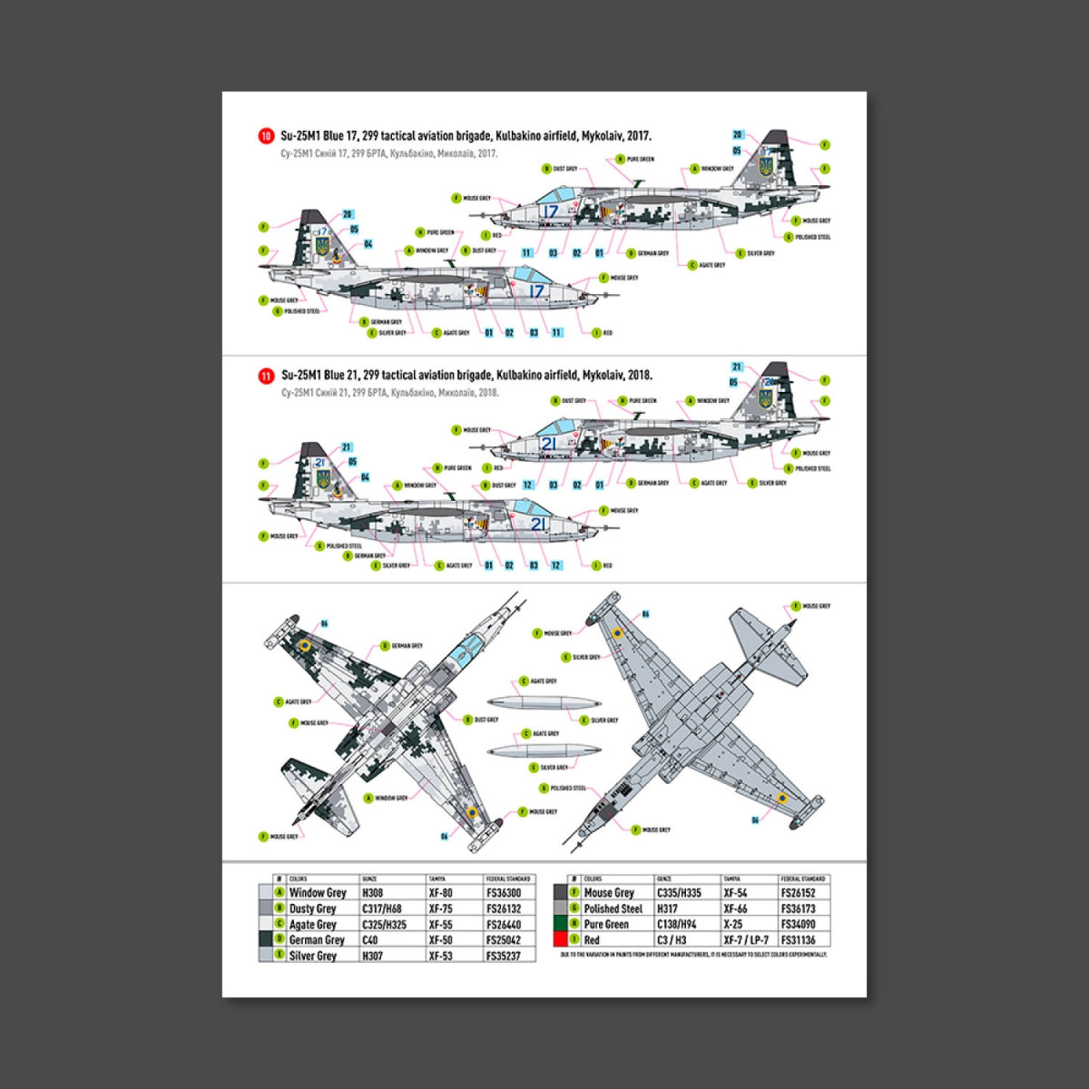 RESKIT RSB48-0011 Su-25 Frogfoot DARK Digital (Pixel) (BLUE 09, 15, 17, 21, 29, 30, 31, 37, 39, 46, 49) Ukrainian Air Forces (Main Decals with Stencils)1/48