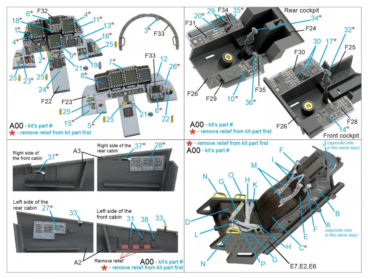 Quinta Studio QD32119 F-15E 3D-Printed &amp;amp; coloured Interior on decal paper ( Tamiya ) 1/32 – imagen 2