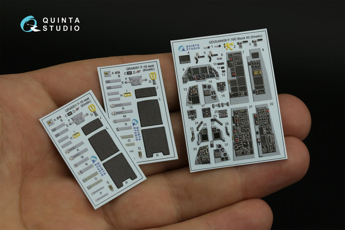 Quinta Studio QD48408 F-16D block 50 3D-Printed &amp;amp; coloured Interior on decal paper (Kinetic 2022 tool) 1/48 – Bild 4