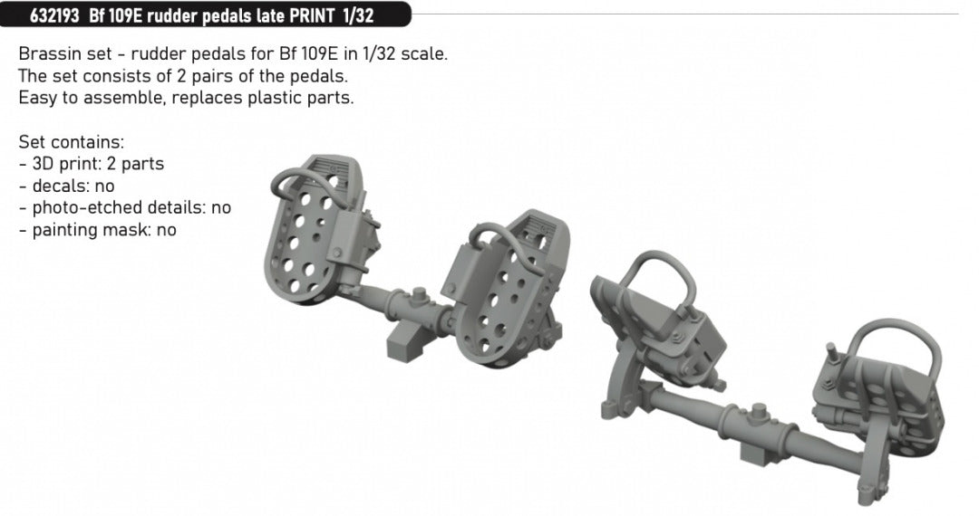 Eduard 632193 Bf 109E rudder pedals late PRINT 1/32 – imagen 4