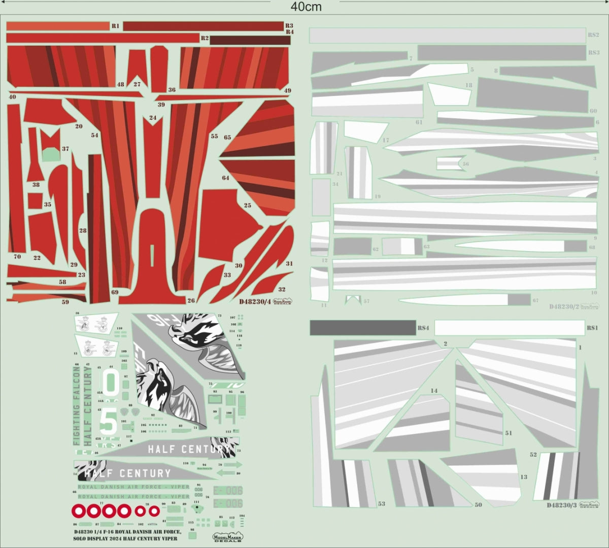 ModelMaker Decals D48230 F-16 Royal Danish Air Force, Solo Display 2024 Half Century Viper 1/48 – imagen 2