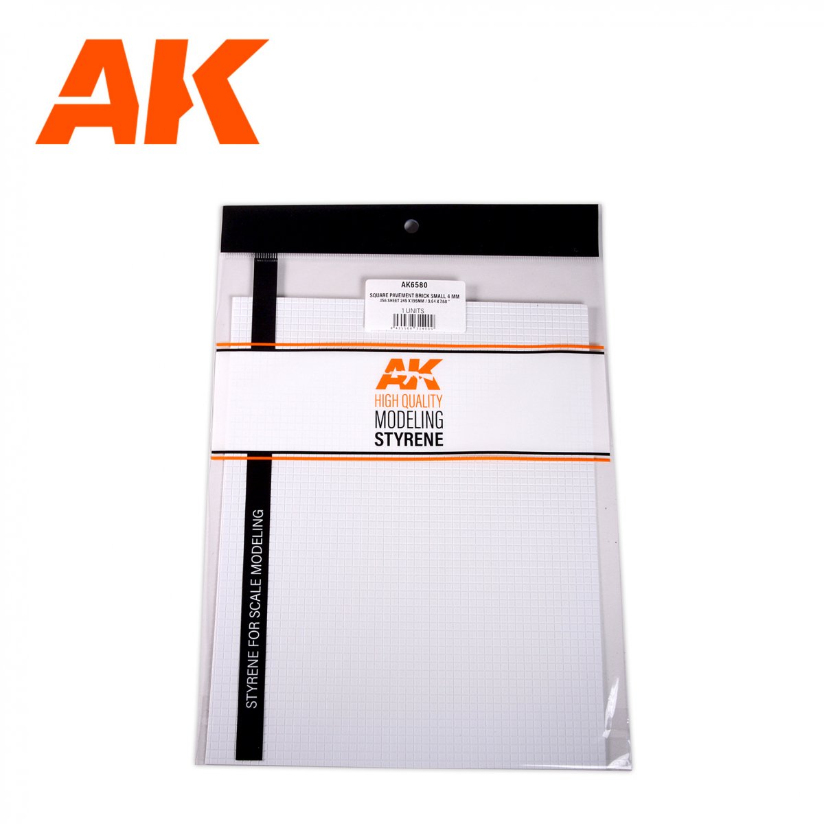 AK Interactive AK6580 SQUARE PAVEMENT BRICK SMALL 4 MM / .156 SHEET 245 X 195MM / 9.64 X 7.68 “ TEXTURED STYRENE SHEET – 1 UNIT – immagine 2