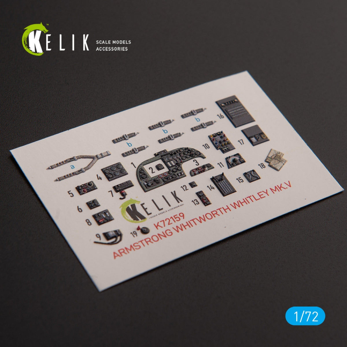 KELIK K72159 ARMSTRONG WHITWORTH WHITLEY MK.V - interior 3D decals for Airfix kit 1/72