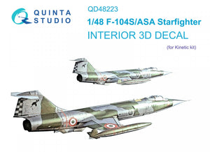 Intérieur imprimé en 3D et coloré sur papier décalcomanie Quinta Studio QD48223 F-104S/ASA (Kinetic) 1/48