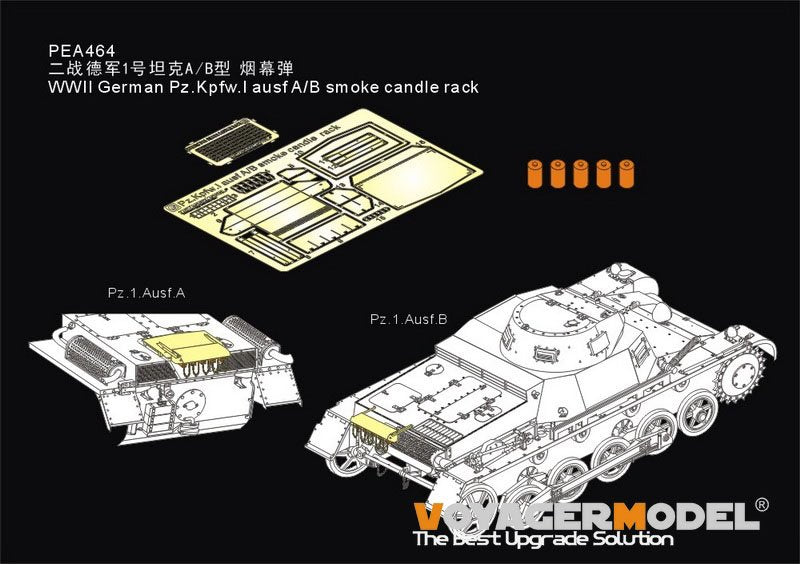 Maquette Voyager PEA464 Support de bougies fumigènes pour char allemand Pz.Kpfw.I ausf A/B de la Seconde Guerre mondiale (GP) 1/35