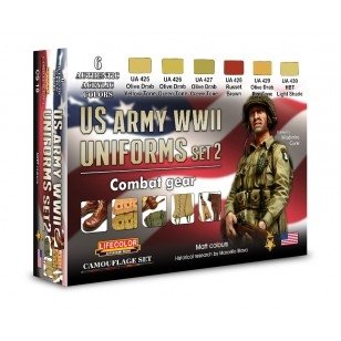 Coffret de peinture acrylique Lifecolor CS18 « Uniformes américains » (2 pots de 6 x 22 ml) 