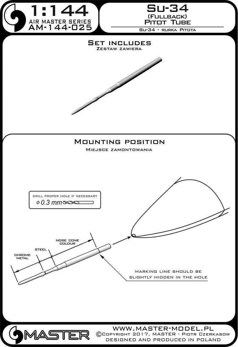 Master AM-144-025 Su-34 (Fullback) Pitot tube 1/144 – immagine 3