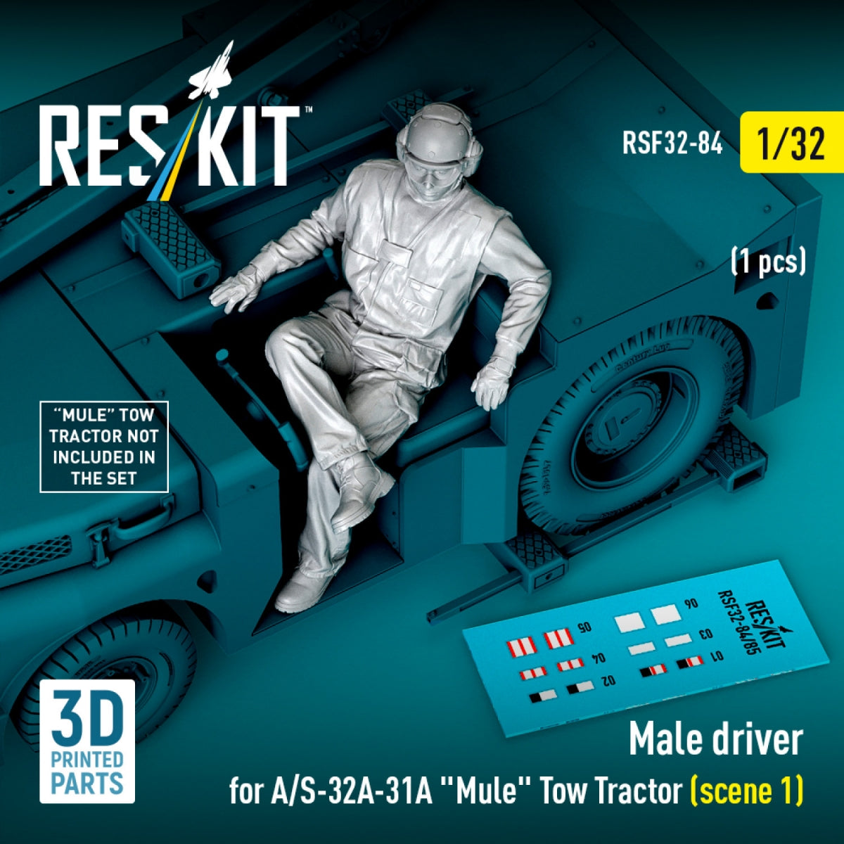 RESKIT RSF32-0084 Male driver for A/S-32A-31A "Mule" Tow Tractor (scene 1) (1 pcs) (3D Printed) 1/32