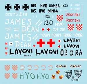 Star Decals 35-C1126 HVO (Croat). M-84, BRDM-2 2S1 Gvosdika, M-60P, M53/70 Praga, VW T3 1/35 – Bild 3