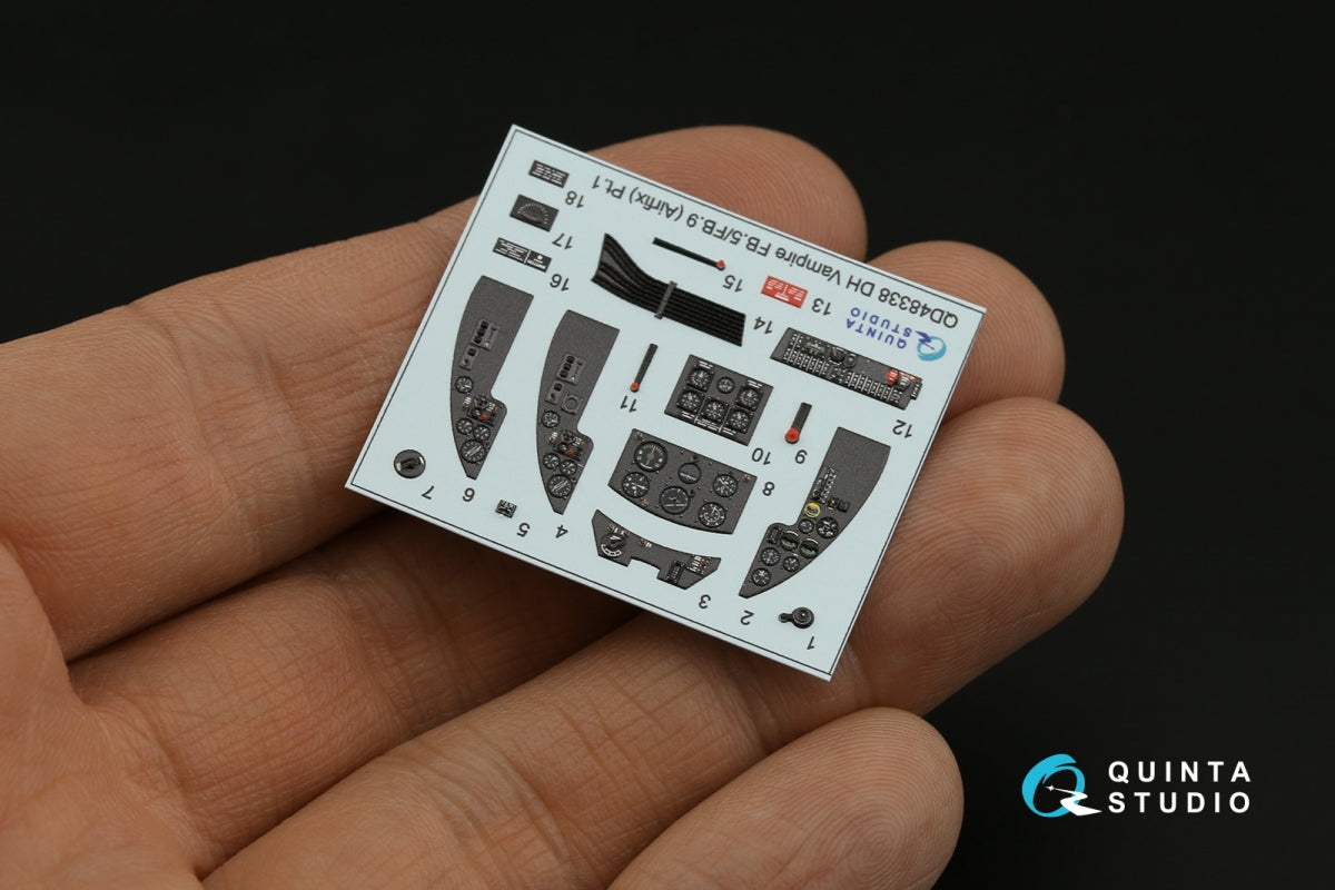 Quinta Studio QD48338 DH Vampire FB.5/FB.9 3D-Printed coloured Interior on decal paper (Airfix) 1/48 – immagine 9