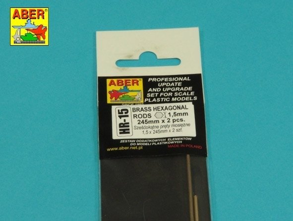 Aber HR-15 Sześciokątne pręty mosiężne 1,5mm długość 245mm / Brass hexagonal rods 1,5mm length 245mm x2 pcs. – Bild 3