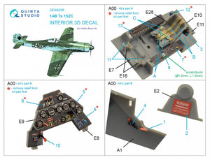 Quinta Studio QD48268 Ta 152C 3D-Printed &amp;amp; coloured Interior on decal paper (Hobby Boss) 1/48 – imagen 6