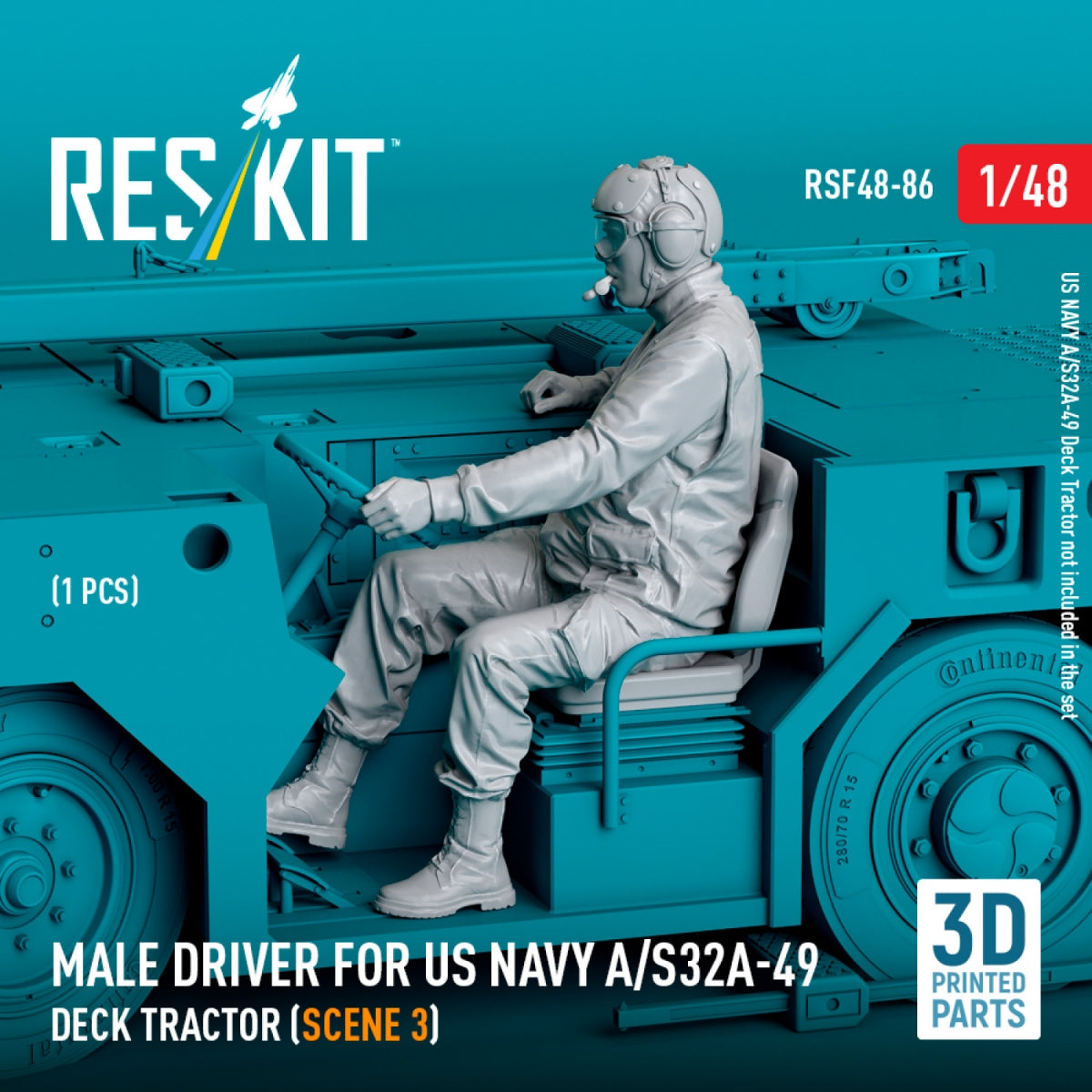 RESKIT RSF48-0086 Conducteur masculin pour tracteur de pont A/S32A-49 de l'US Navy (scène 3) (1 pièce) (Impression 3D) 1/48