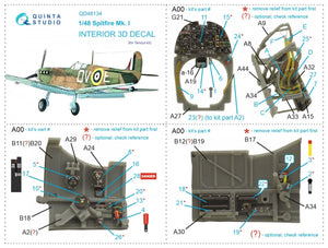 Quinta Studio QD48134 Spitfire Mk.I 3D-Printed &amp;amp; coloured Interior on decal paper (Tamiya) 1/48 – Bild 12