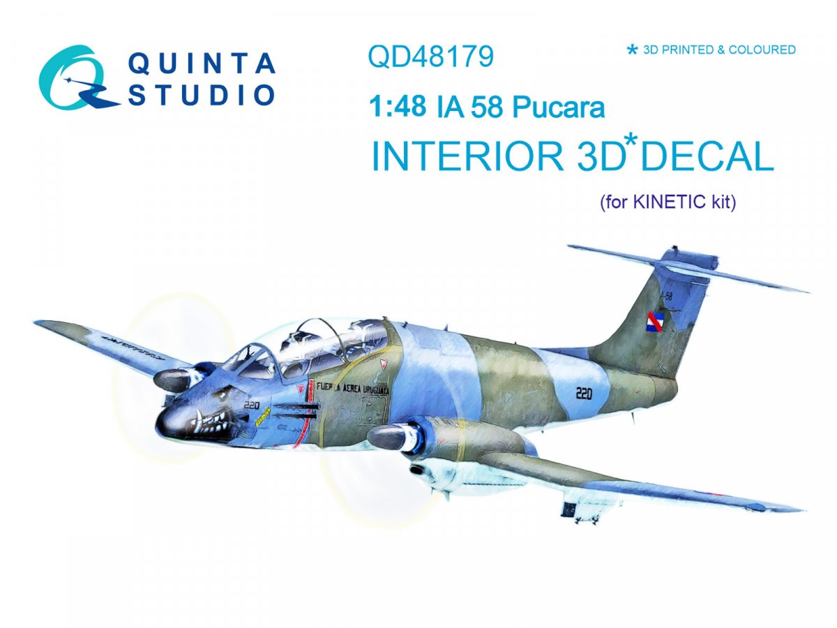 Quinta Studio QD48179 IA 58 Pucara 3D-Printed &amp;amp; coloured Interior on decal paper (for Kinetic kit) 1/48
