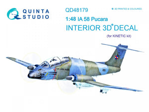 Quinta Studio QD48179 IA 58 Pucara 3D-Printed &amp;amp; coloured Interior on decal paper (for Kinetic kit) 1/48