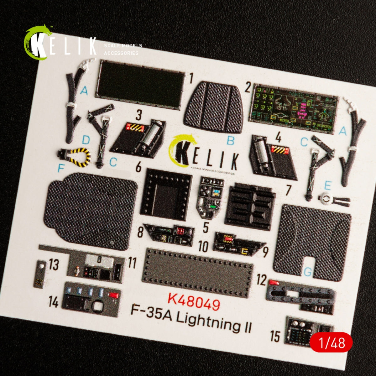 KELIK K48049 F-35A LIGHTNING II INTERIOR 3D DECALS FOR MENG KIT 1/48 – imagen 2