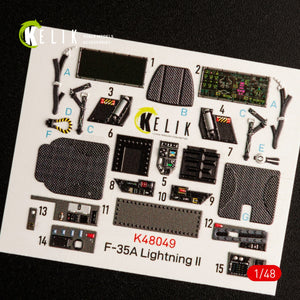 KELIK K48049 F-35A LIGHTNING II INTERIOR 3D DECALS FOR MENG KIT 1/48 – imagen 2
