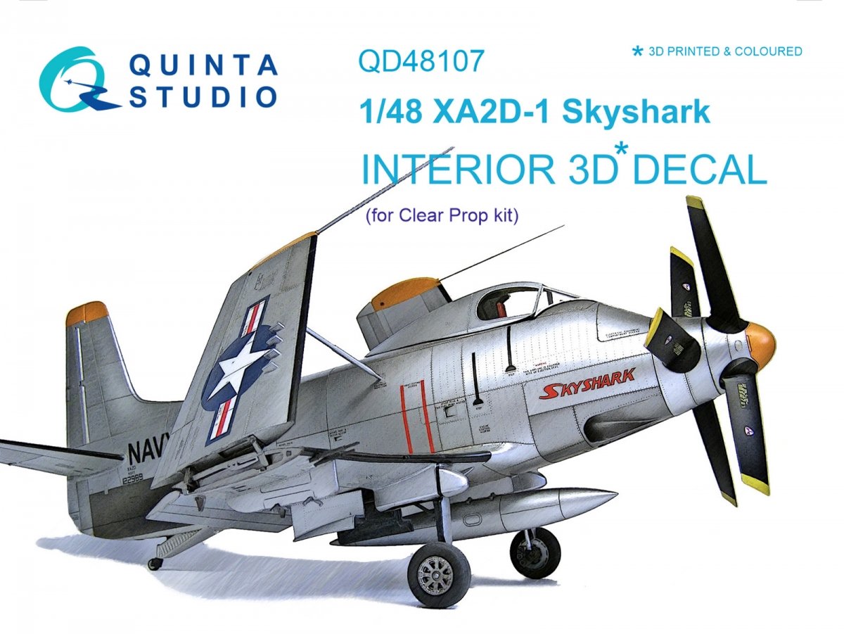 Quinta Studio QD48107 XA2D-1 3D-Printed &amp;amp; coloured Interior on decal paper (for Clear Prop kit) 1/48