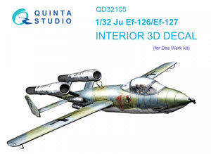 Quinta Studio QD32105 Ju EF 126/EF 127 3D-Printed &amp;amp; coloured Interior on decal paper (Das Werk) 1/32