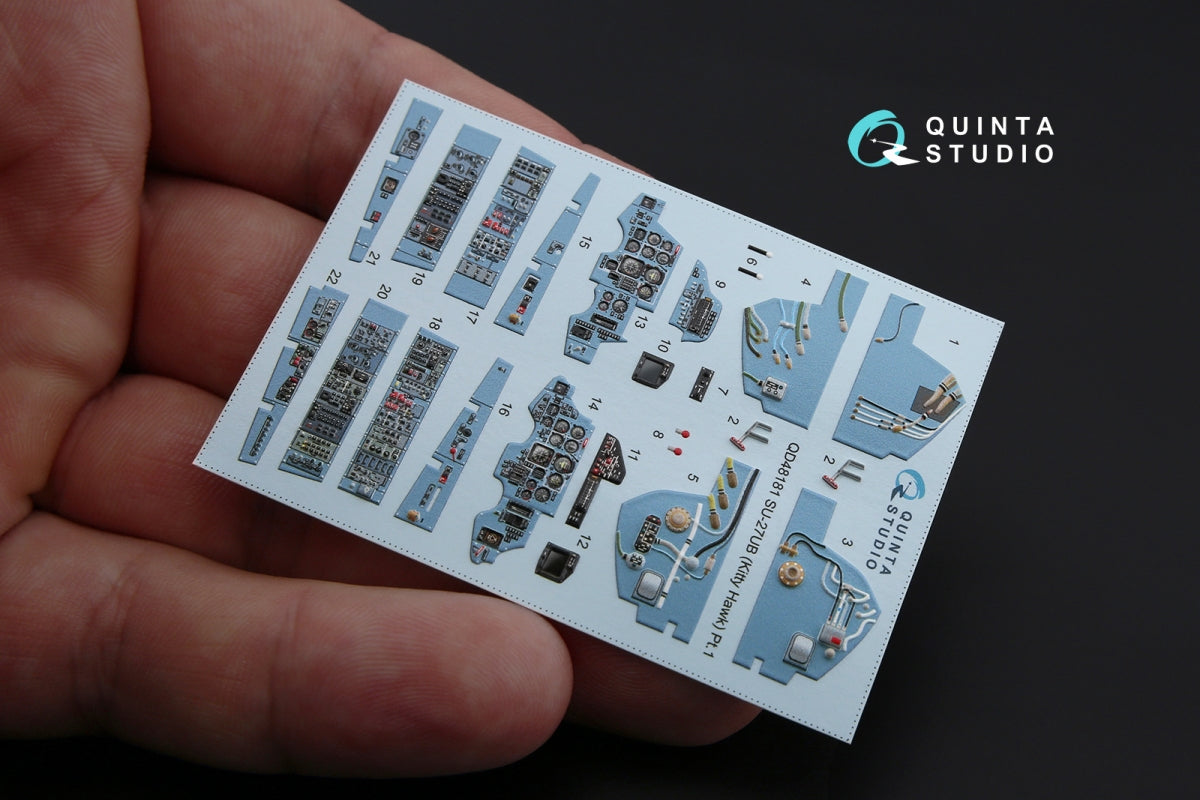 Quinta Studio QD48181 Su-27UB 3D-Printed coloured Interior on decal paper (for KittyHawk kit) 1/48 – immagine 5