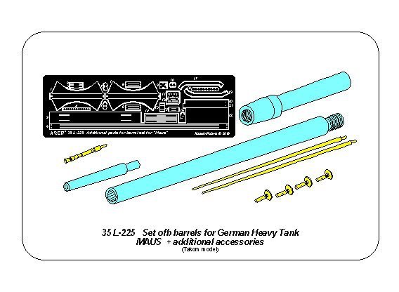 Aber 35L-225 Set of barrels for German Heavy Tank MAUS 1/35 – immagine 9