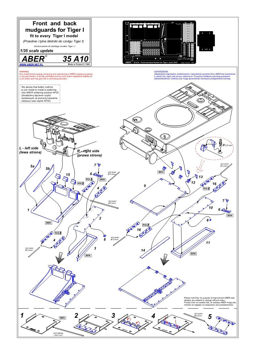 Aber 35A010 Przednie i tylnie błotniki do Tiger I 1/35 – Bild 4