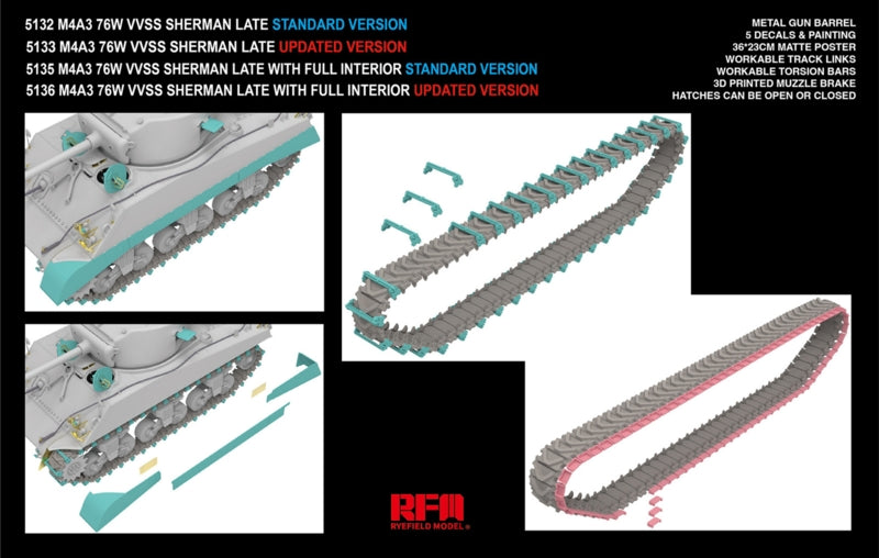 Rye Field Model 5132 M4A3 76W VVSS Sherman Late Standard Version 1/35 – imagen 3