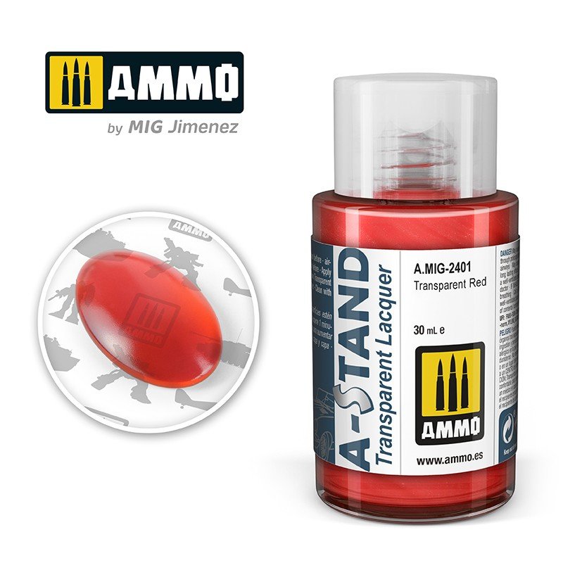 Munitions pour Mig 2401 A-STAND Rouge Transparent 30 ml