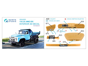 Quinta Studio QD43002 ZIL-MMZ-555 3D-Printed coloured Interior on decal paper (Zvezda) 1/43 – zdjęcie 2
