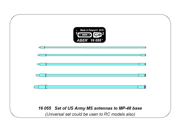 Aber 16055 Set of US Army MS antennas to MP-48 base 1/16 – imagen 7