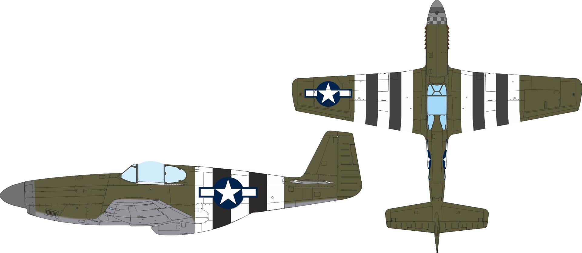 Eduard JX354 P-51B US national insignia & D-Day stripes for Eduard 1/32