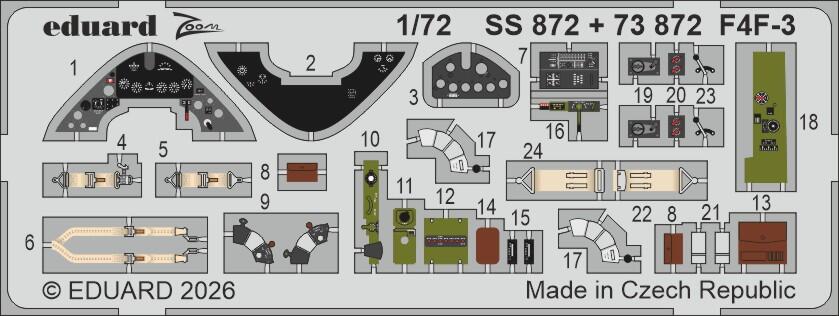 Eduard SS872 F4F-3 PE Parts for cockpit ARMA HOBBY 1/72