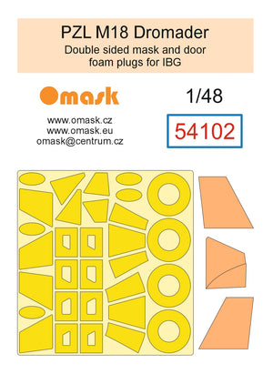 Omask 54102 1/48 PZL M18 Dromader Double Sided Mask and Door Foam Plugs (for IBG) 1/48
