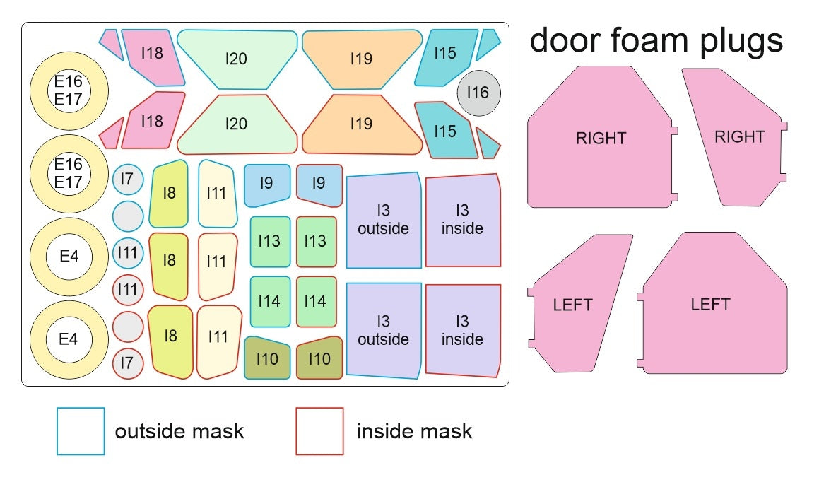 Omask 54101 1/48 DHC-2 Beaver / L-20A / U-6A Double Sided Mask and Door Foam Plugs (for Dora Wings) 1/48 – imagen 4